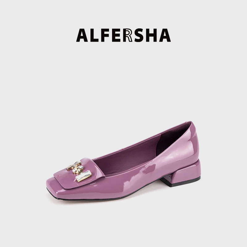 2025春款明星奕代言阿芙莎2619388新款舒适单鞋带钻方头女鞋B