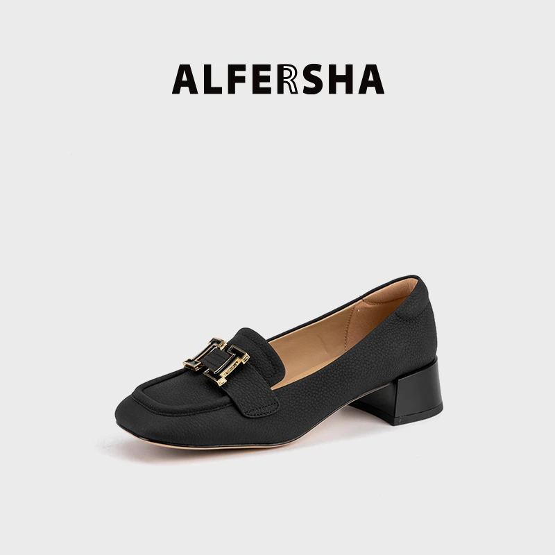 2025春款阿芙莎广系联名款5533166简约百搭乐福鞋H扣低跟方头单鞋