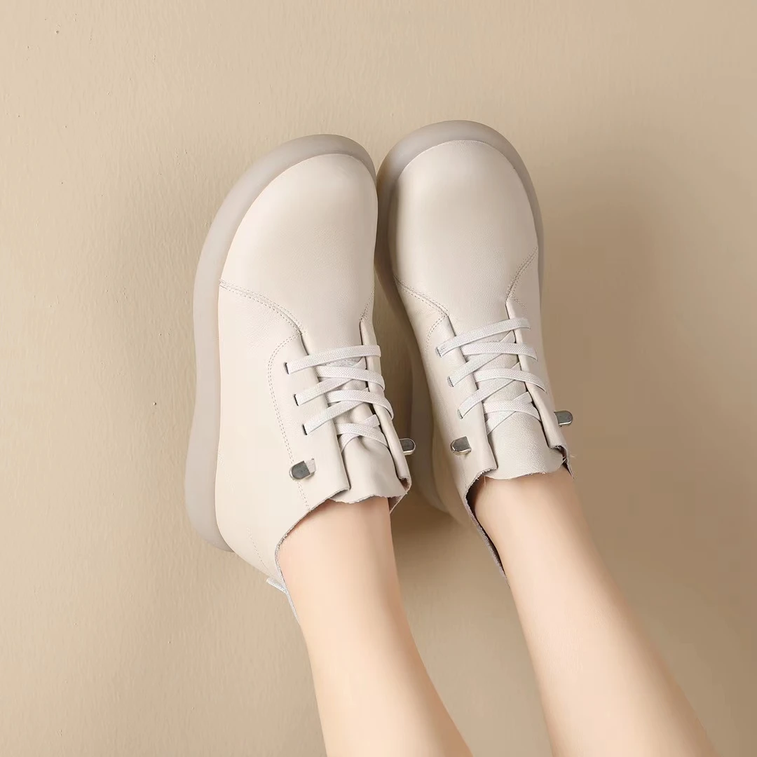 牛皮英伦休闲鞋马丁靴平底2024秋季新款码36-40号货号N123红鑫园