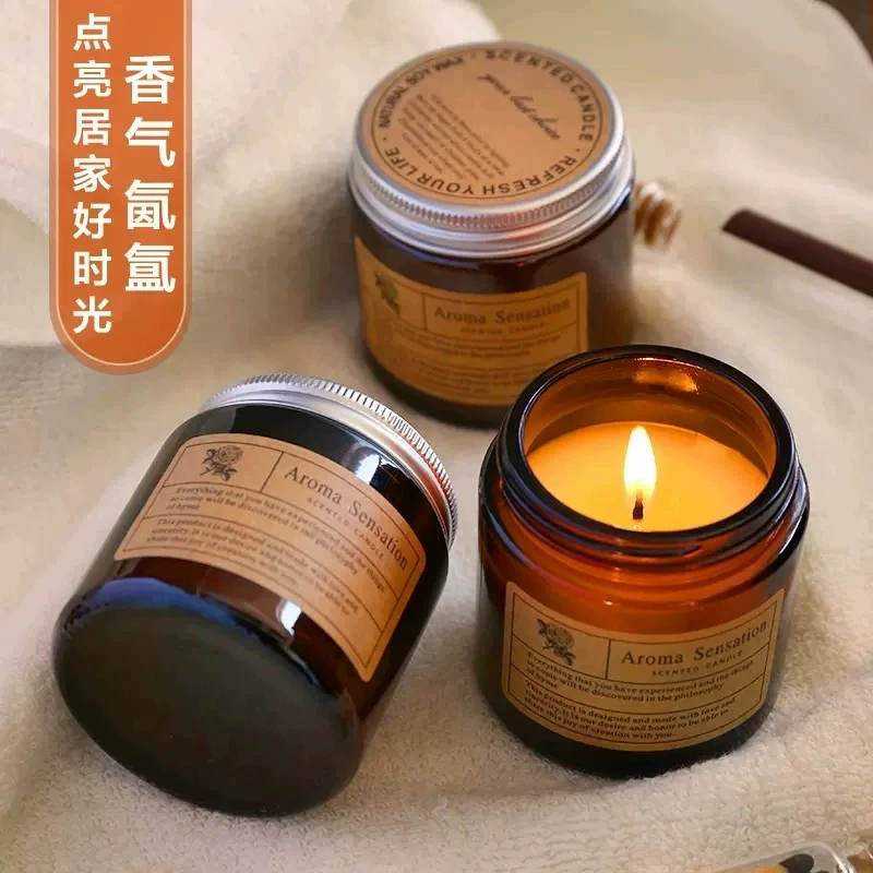 清新精油香薰蜡烛家用小众室内持久熏香女生卧室浪漫情调香氛摆件
