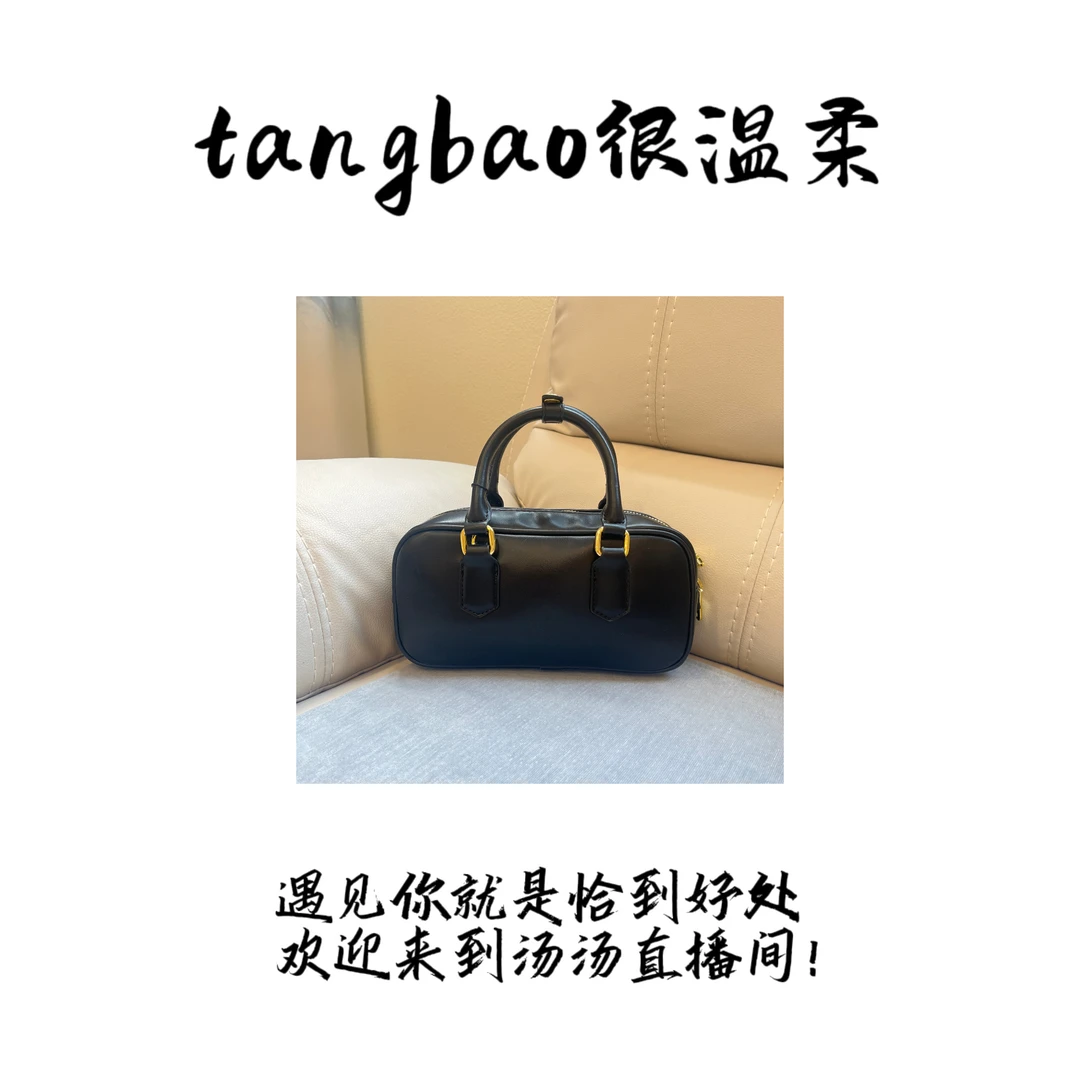 HZ[817]~黑色~手提包2024单肩包斜跨包保龄球包-MM女包百搭包