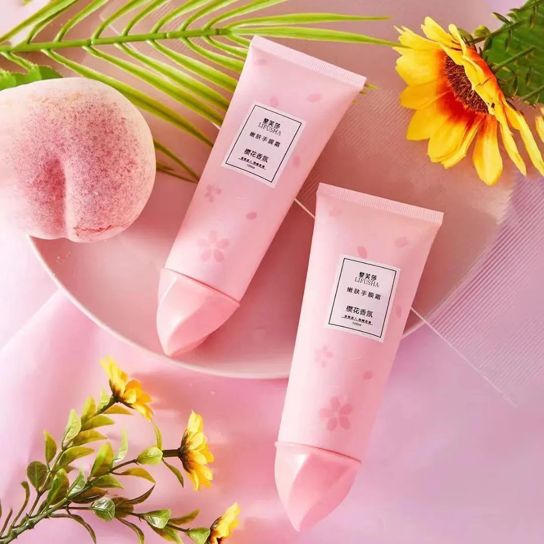 黎芙莎樱花手膜霜冰淇淋花瓣护手霜男女通用补水保湿不油腻嫩肤