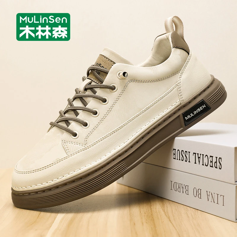 木林森男士休闲板鞋秋季新款时尚百搭低帮英伦风软底舒适潮流男鞋