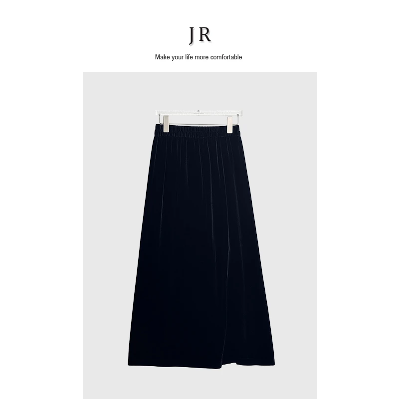 euri【100桑蚕丝丝绒】设计感优雅气质显瘦真丝丝绒半身裙-MY5013