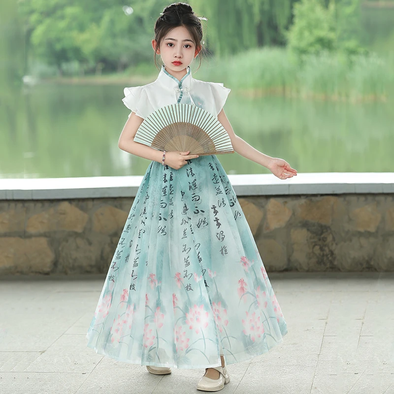 马面裙女童2024夏季薄款中国风连衣裙中式现代改良汉服小仙女唐装