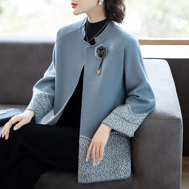 洋气中年妈妈休闲大衣外套秋装新款长袖时尚上衣老年40岁女春秋季