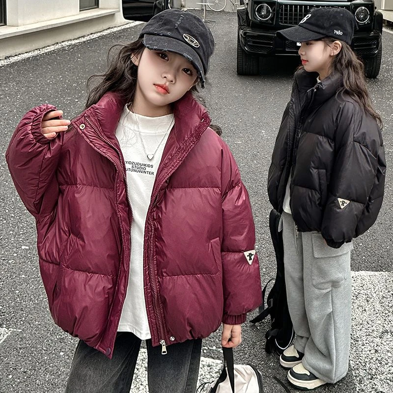 女童羽绒衣棉短款加厚棉衣冬装2023新款外套三防保暖儿童面包服韩