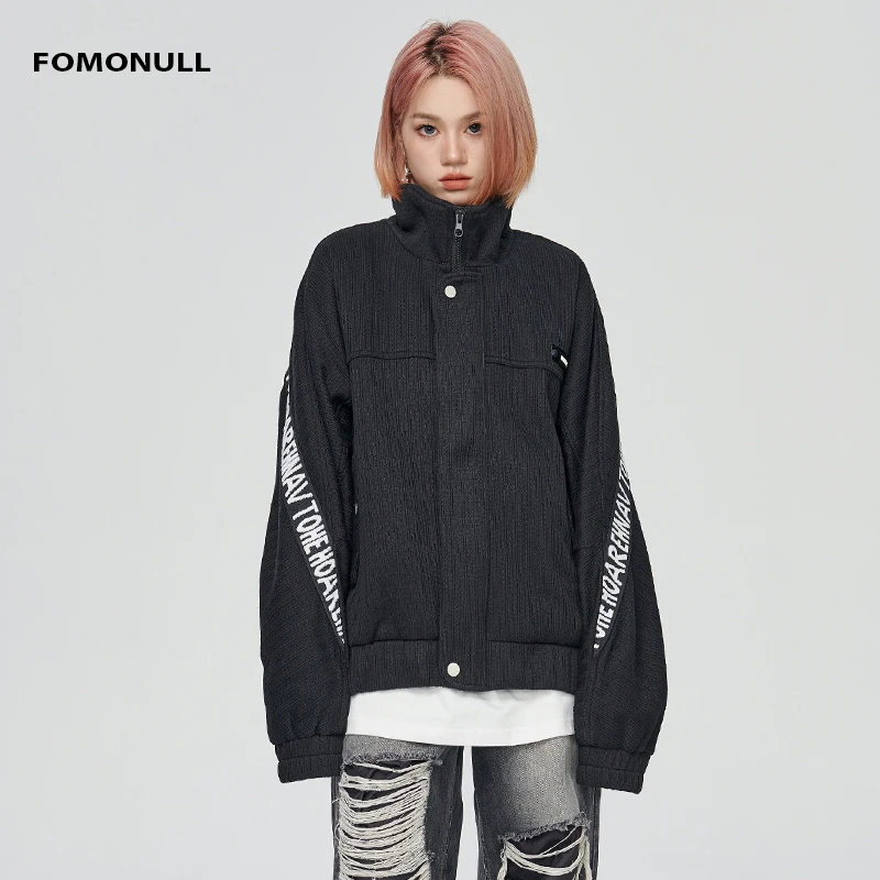 fomonull袖口字母宽松拉链大口袋百搭时尚户外休闲外套秋冬夹克