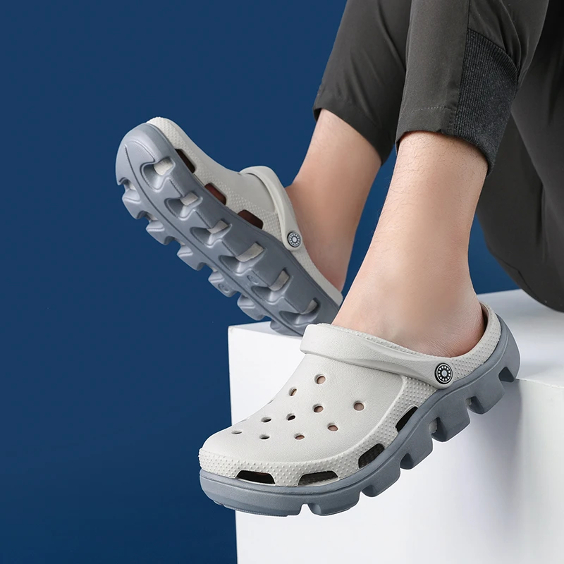2023年夏新款洞洞鞋男厚底外穿厚底情侣凉鞋防滑沙滩凉拖鞋女包头
