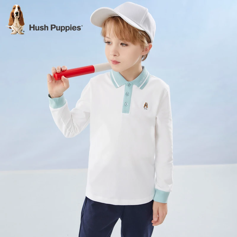 暇步士童装秋季新款休闲针织翻领长袖Polo衫