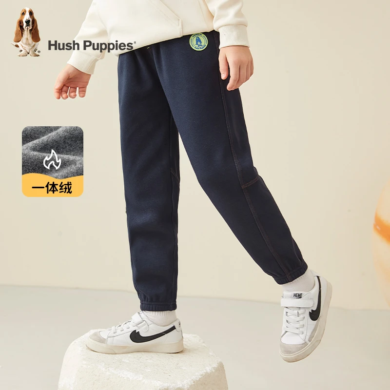 暇步士童装儿童男童秋款裤子针织一体绒保暖运动休闲长裤