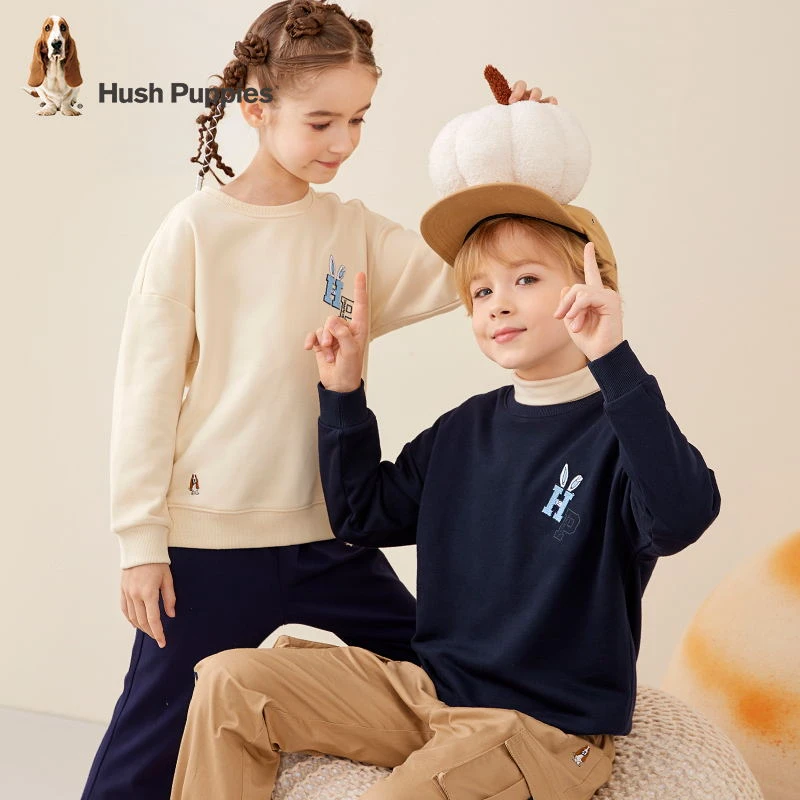 暇步士童装儿童秋冬新款圆领宽松纯色百搭卫衣