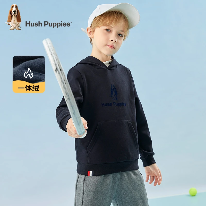 暇步士童装加绒保暖纯色卫衣