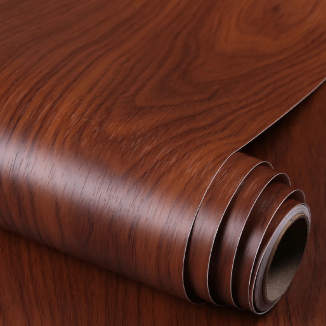 棕樱桃木纹贴纸桌面翻新自粘仿木门贴家具翻新柜子贴膜波音软片纸