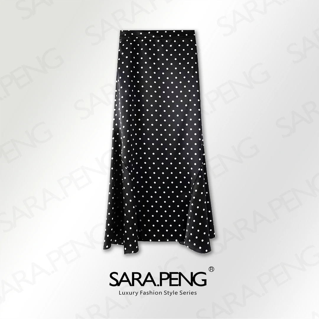 S.P夜幕星河/法式镂空立裁分割波点裙修身显身材鱼尾摆包臀身半裙