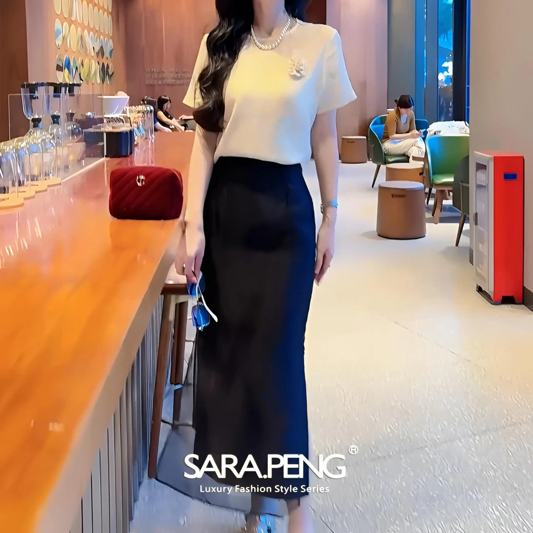 S.P飘逸仙尘/ 高品质新中式开叉双层裙纯色高腰百搭显瘦包臀半裙