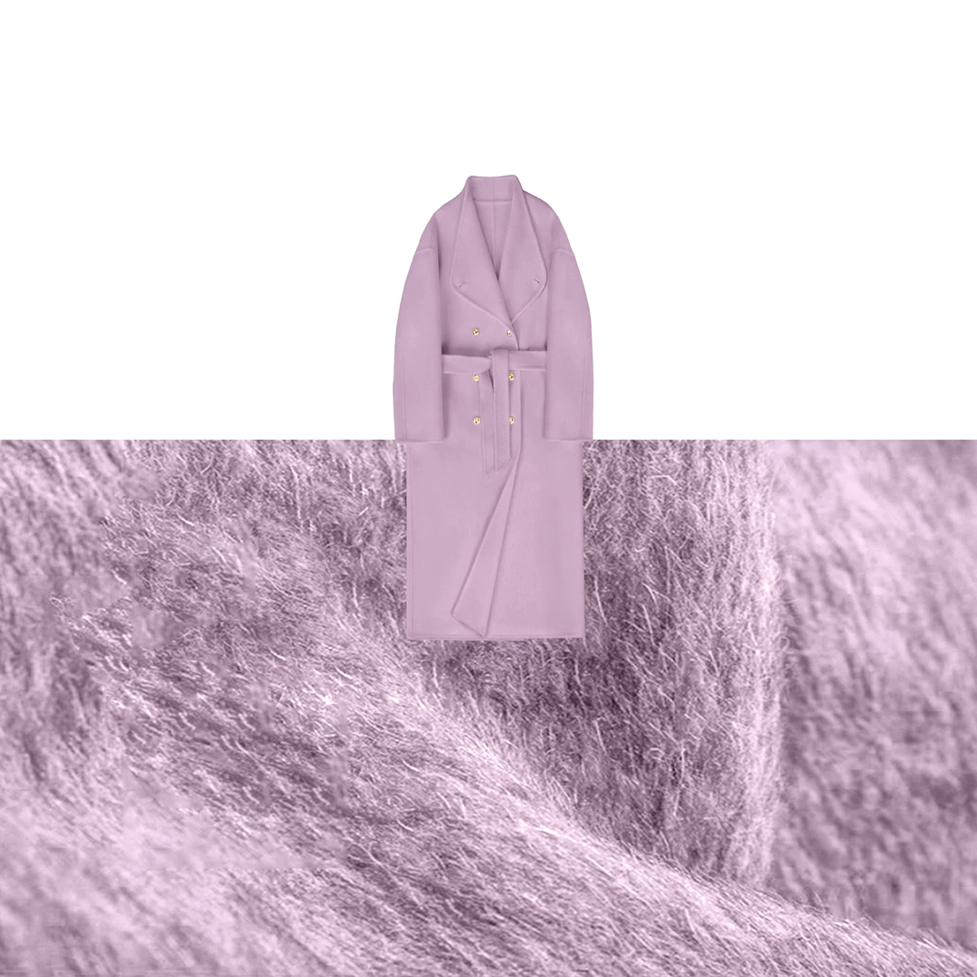 【月宫仙子】Angora兔毛桑蚕丝设计款时尚秋冬双面羊毛大衣9202