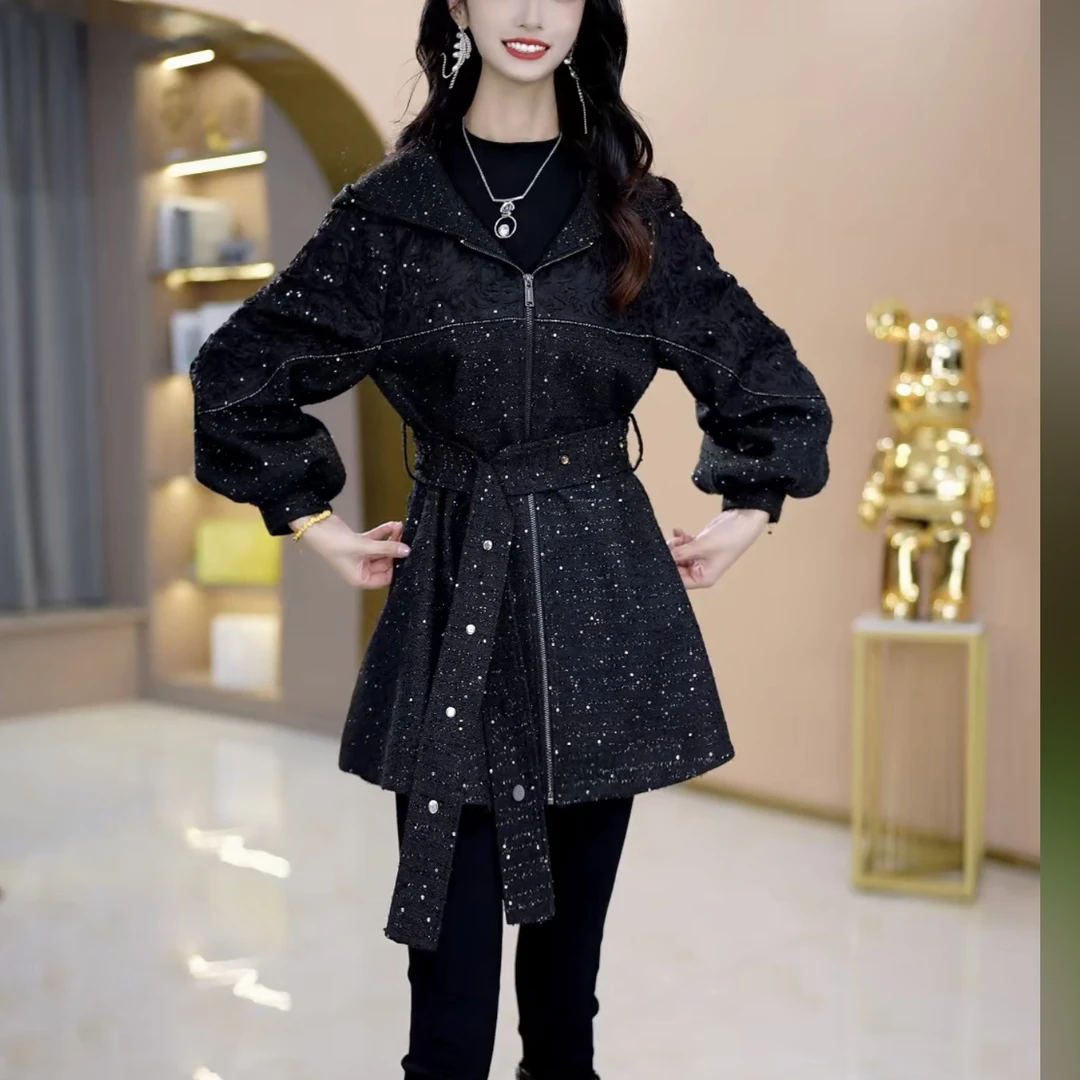 【萱】22222秋季新款优雅气质高档减龄休闲显瘦连帽时尚女装外套