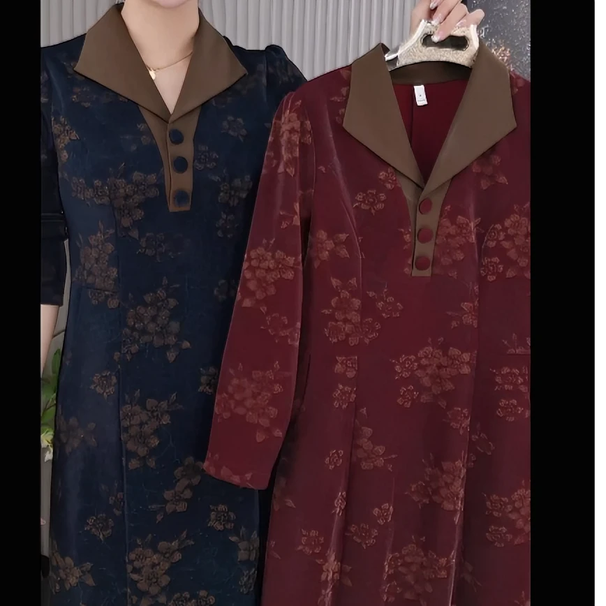 连衣裙女中年妈妈春秋2024新款高端精致奢华打牌洋气减龄裙子