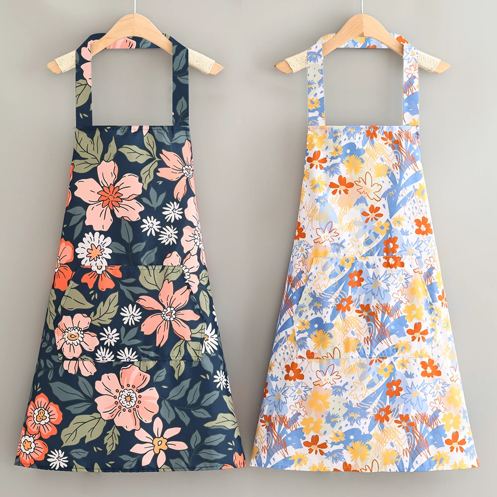 围裙家用厨房防污耐脏做饭时尚碎花洋气外穿上班摆摊女工作服罩衣