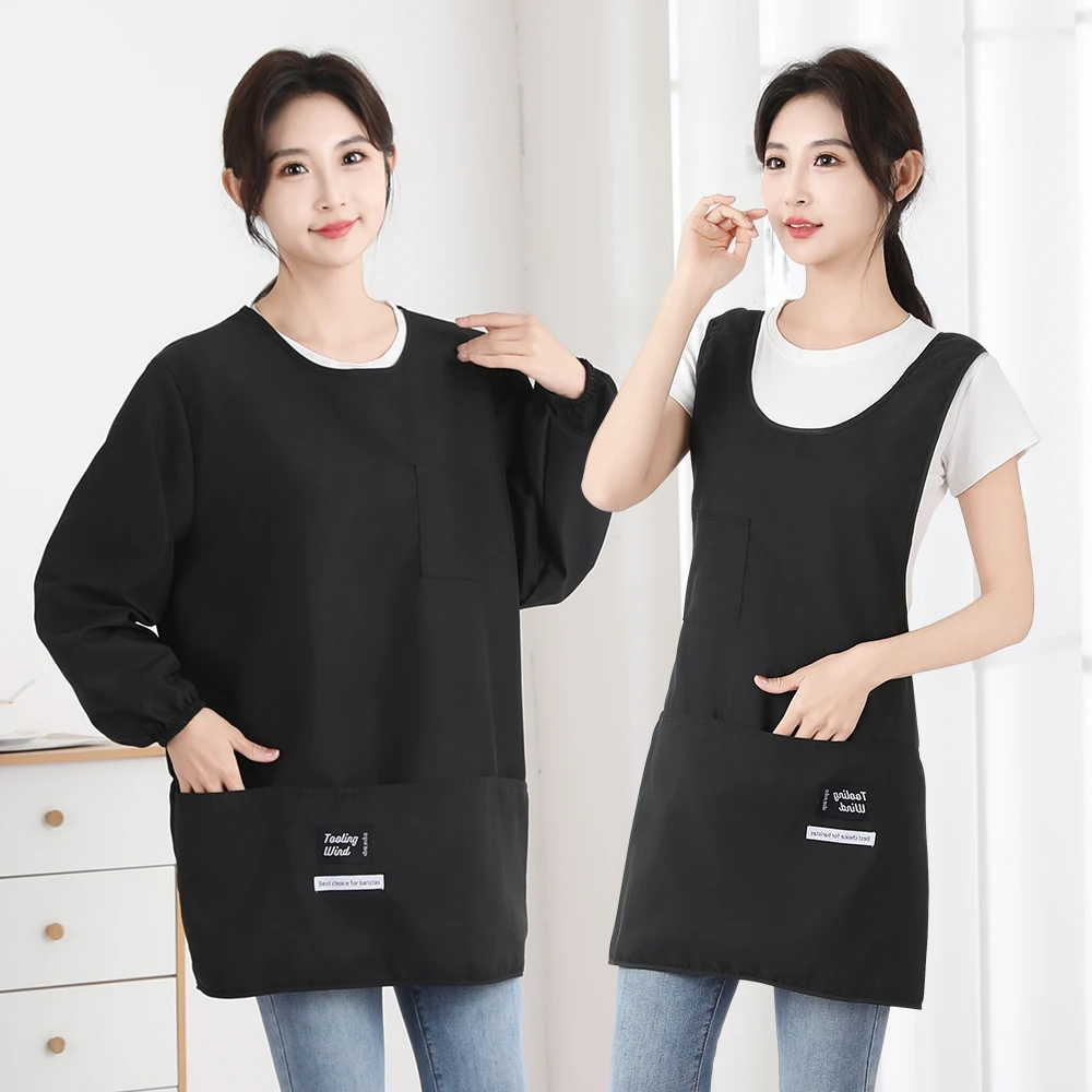 可定制简约防污围裙耐脏耐磨工作服男女同款罩衣家用厨房做饭围腰