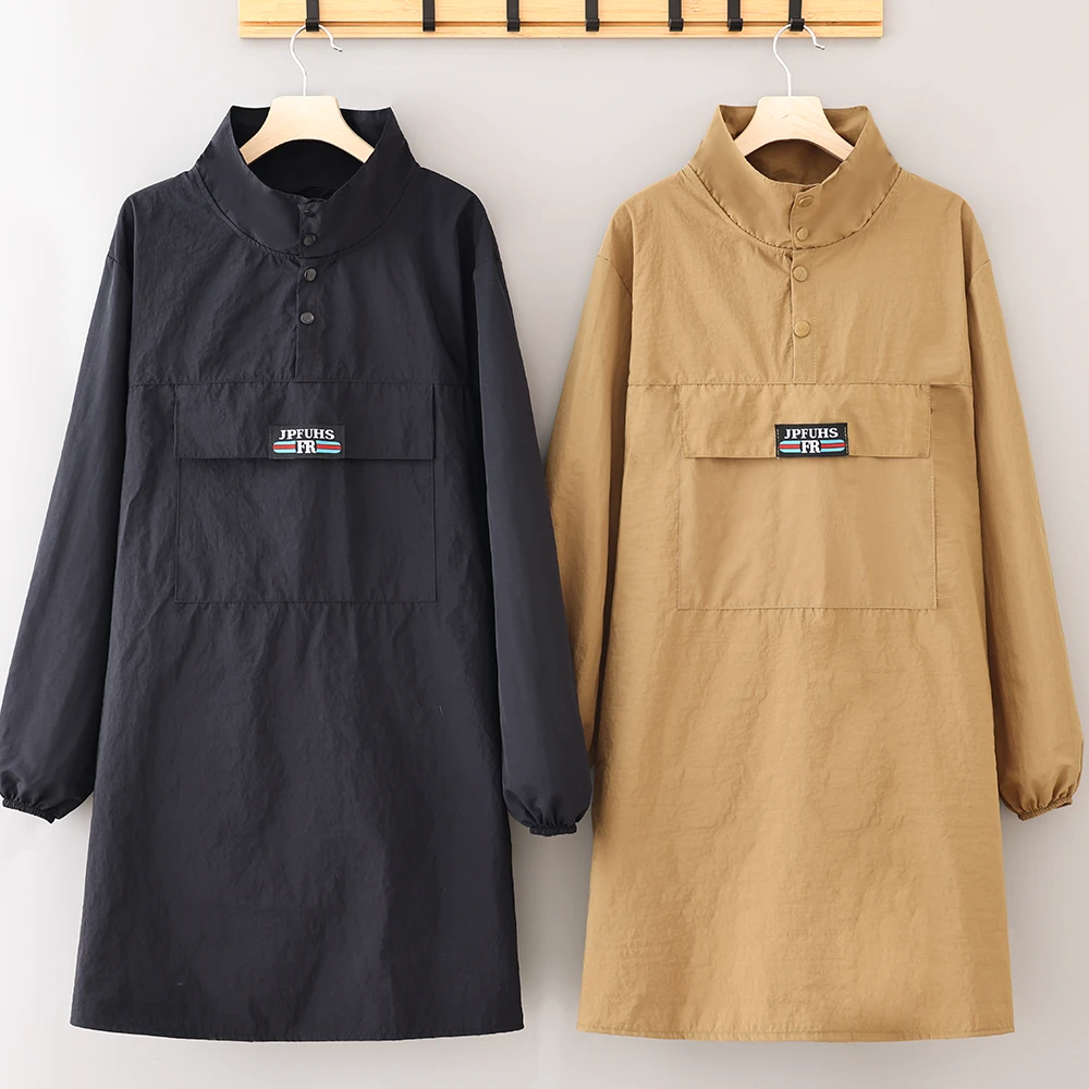 防水长袖家用围裙厨房做饭工作服时尚简约罩衣男女同款耐脏耐磨
