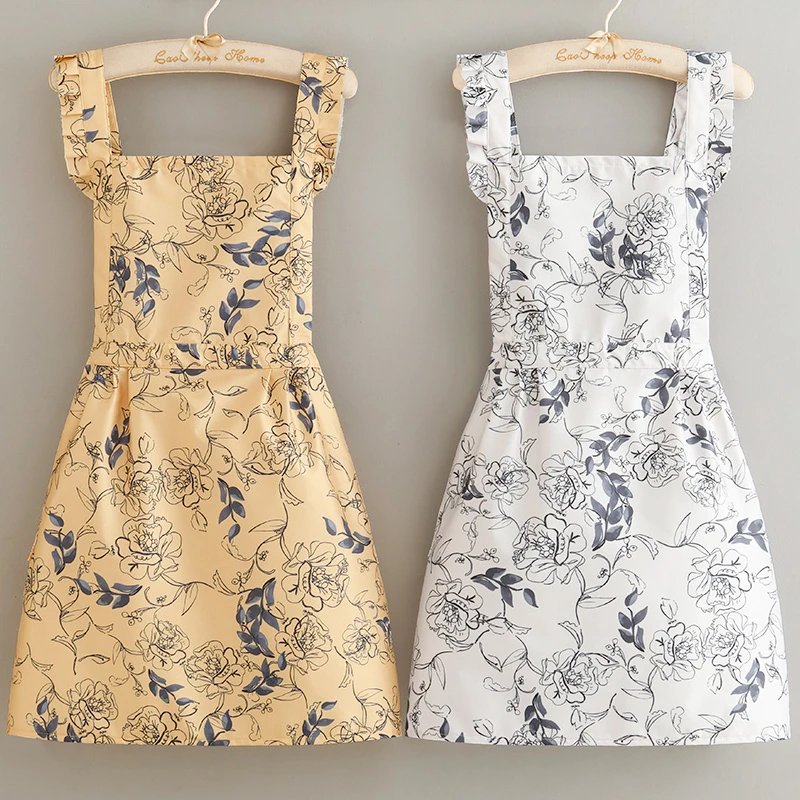 时尚洋气无袖家用做饭围裙耐脏防泼水成人款罩衣可外穿女款工作服