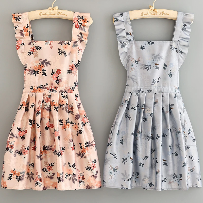 围裙清新碎花春日新款成人男女同款做饭防油污透气外穿罩衣工作服
