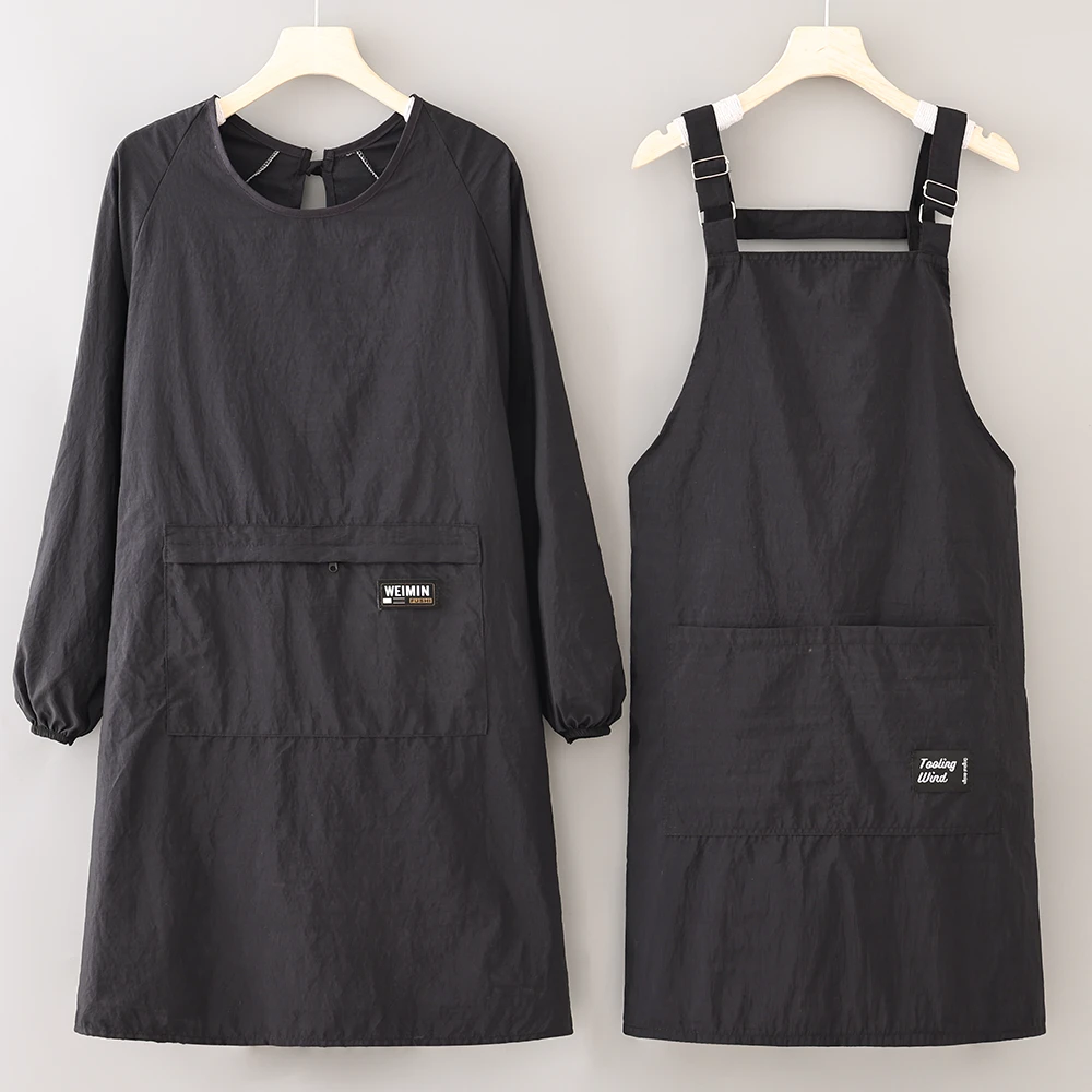 工装防水防油家用厨房围裙2024新款防污耐脏罩衣干活男女款工作服