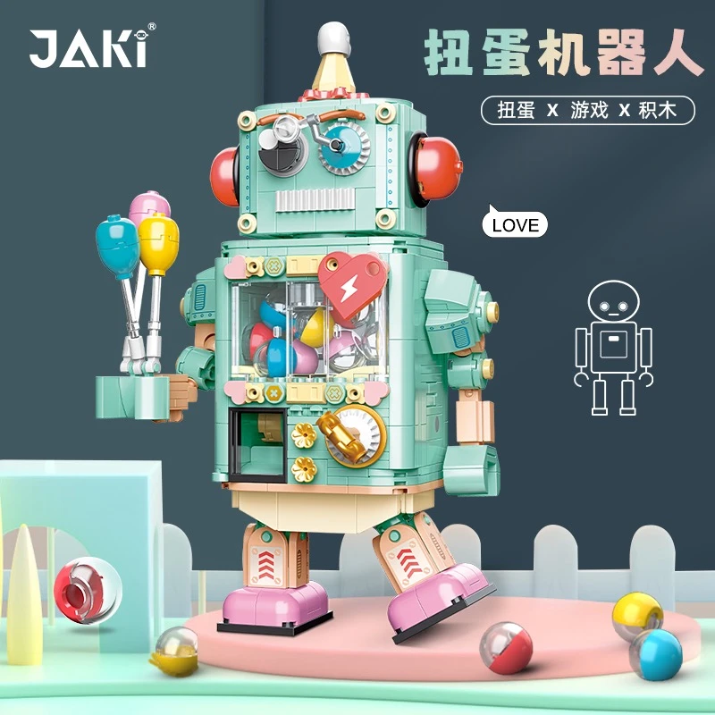 JAKI佳奇积木真心话大冒险扭蛋机器人赛博朋克风趣味桌面游戏摆件