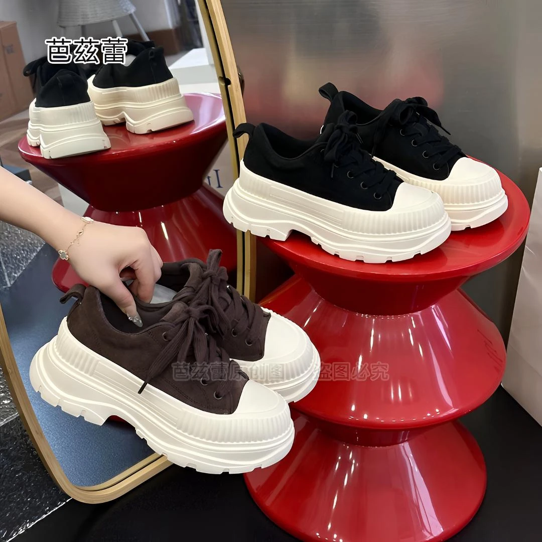 bazilei/芭兹蕾百搭学院风增高休闲时尚鞋2024新款厚底松糕底女鞋