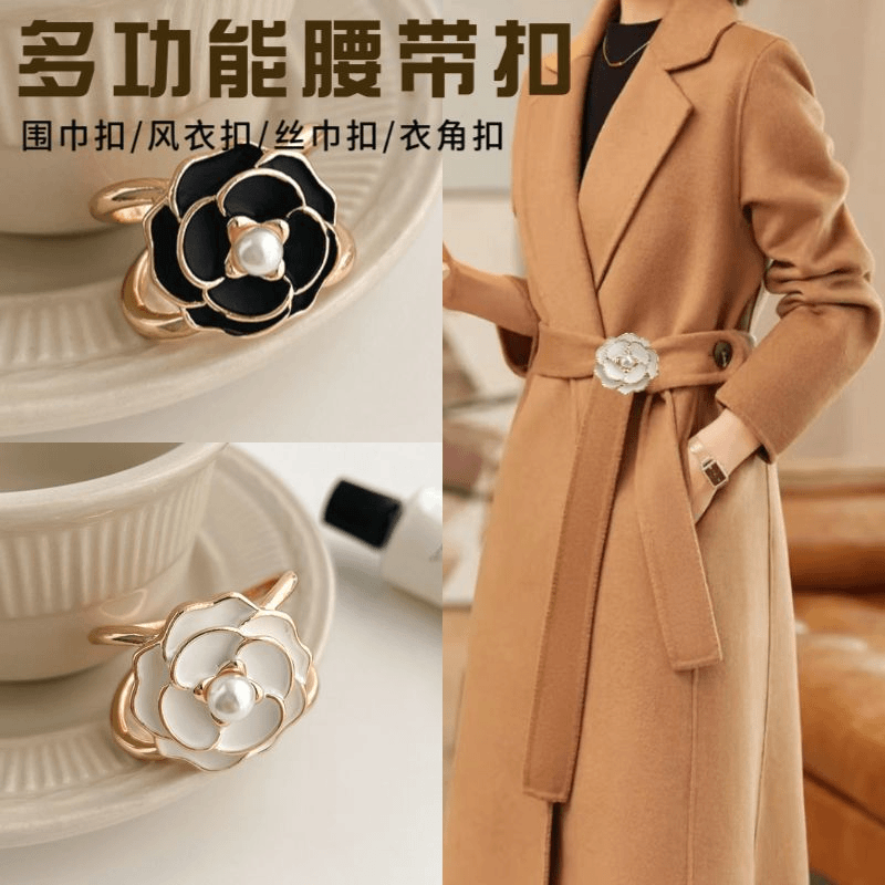 铁合金胸针 山茶花大衣收腰扣环蝴蝶结丝巾扣腰带固定纽扣新款