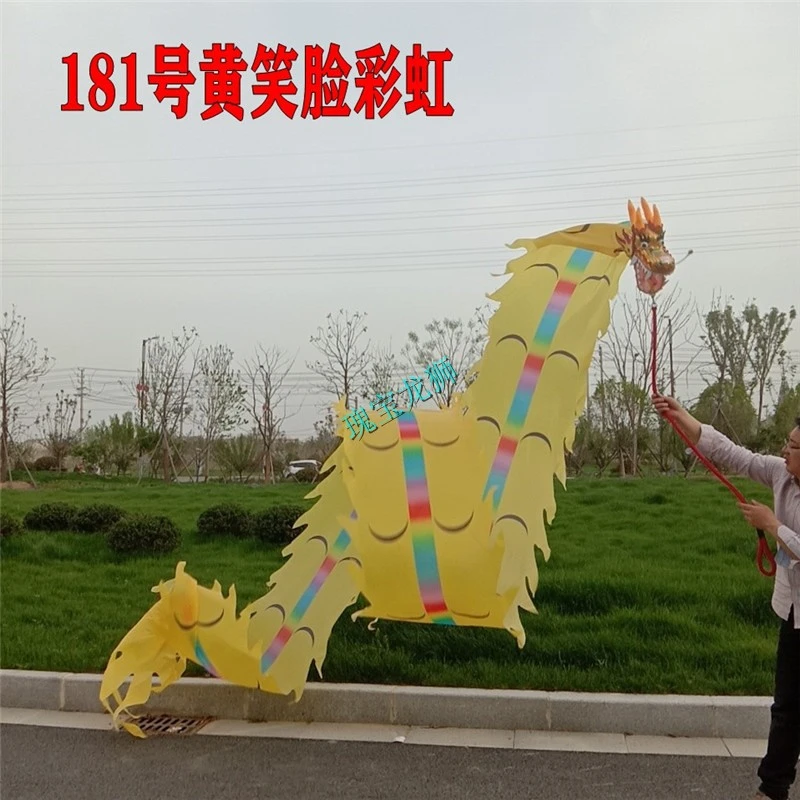 钢架龙头健身龙全套笑脸彩虹彩带龙成人广场运动器材舞龙道具甩龙