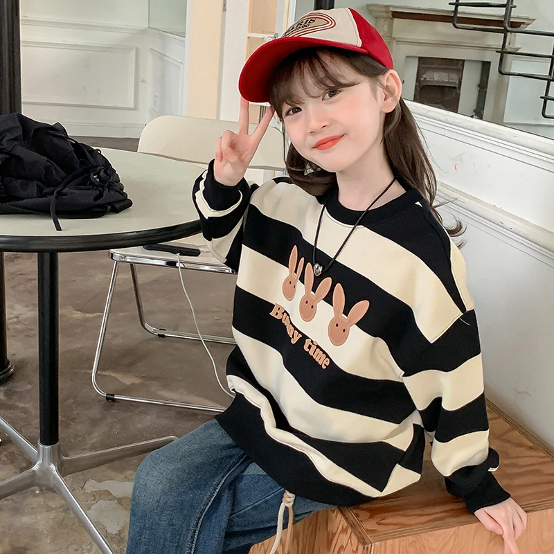 女童卫衣春秋2025新款洋气网红儿童小女孩秋装套头加绒打底衫上衣