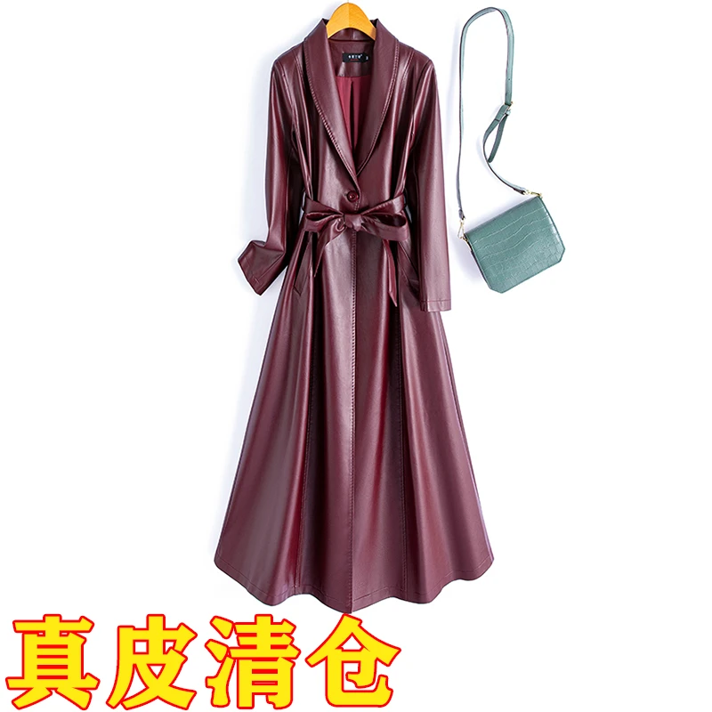 2025秋冬新款海宁真皮皮衣女长款过膝修身显瘦翻领绵羊皮高档外套