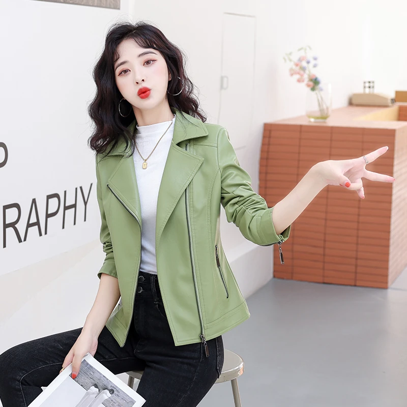 海宁真皮皮衣女短款春秋新款女士绵羊皮皮夹克显瘦机车翻领小外套