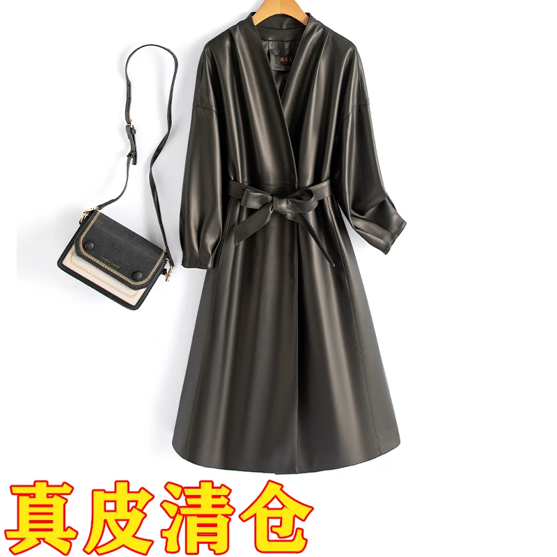 海宁真皮皮衣女士休闲显瘦中长款气质时尚新款皮大衣修身爆款外套