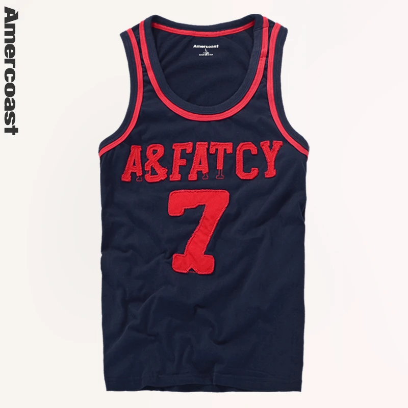 美洲海岸正品休闲 运动纯棉夏季篮球美式7号字母绣花背心透气B001