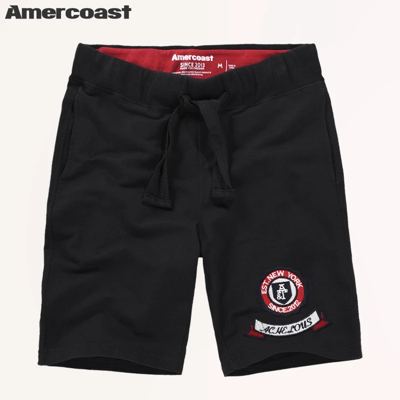 美洲海岸重工刺绣标徽纯棉短裤夏季男士五分休闲宽松潮流百搭K009