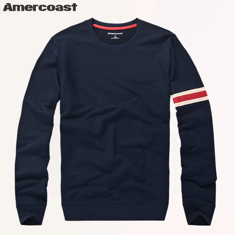 美洲海岸织带徽章刺绣图案加厚长袖圆领T恤休闲户外保暖秋季T930