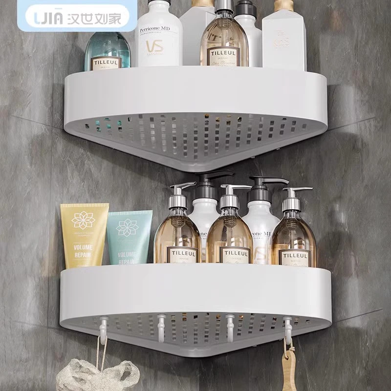 汉世刘家卫生间浴室置物架壁挂免打孔洗手间洗澡洗漱台三角收纳架