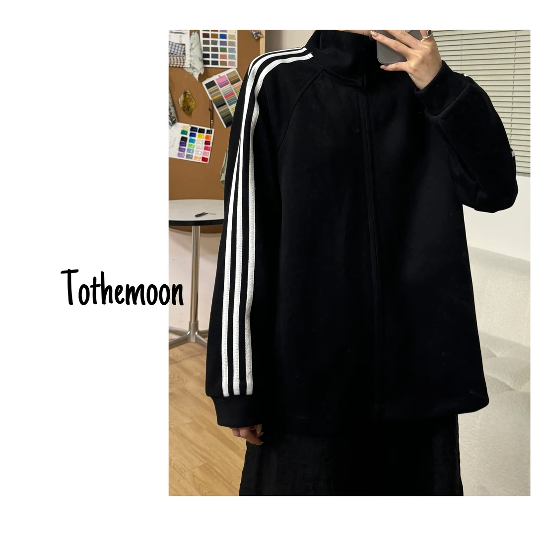 UpSd-重磅炸【表参道之歌】三杠立领开衫加厚插肩袖卫衣外套休闲时