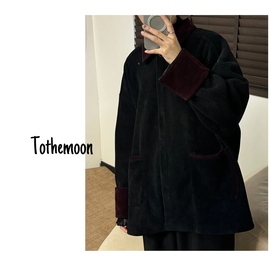 清仓 原创【告别盖茨比】拼紫老钱风加绒加厚秋冬拼接丝绒牛仔外套