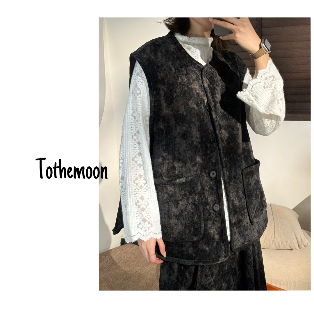 UpSd 原创【不见长安花马甲】马甲加绒加厚复古宽松休闲时尚国风