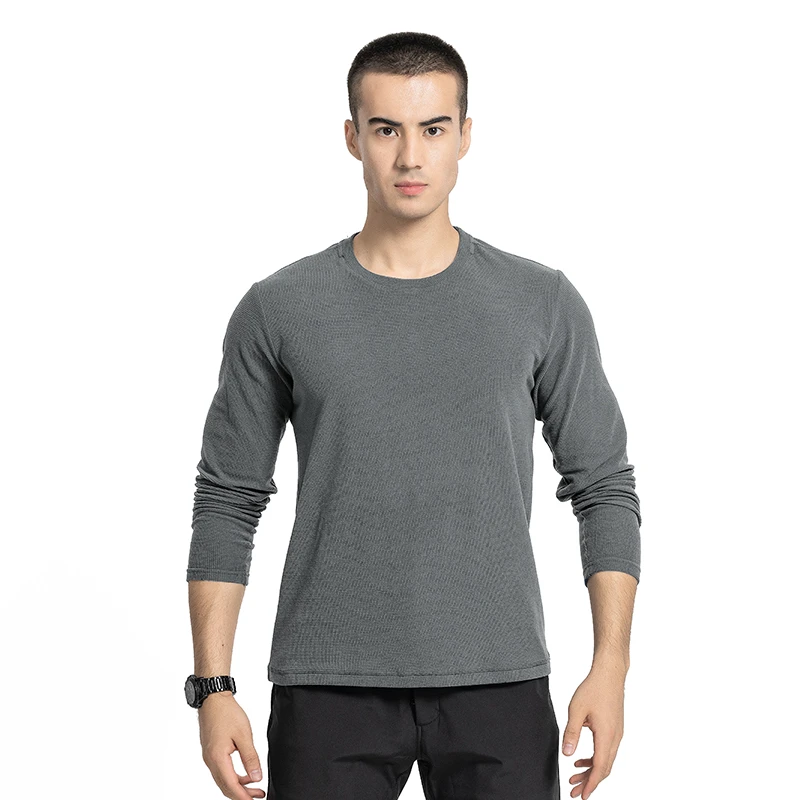 鹰爪穿梭者男士轻薄圆领速干透气弹力运动抓绒衣保暖休闲打底衫