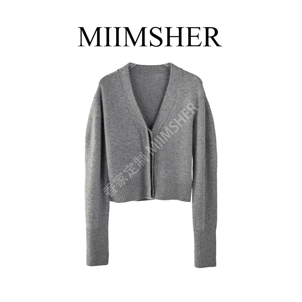 华伦公主兔绒羊毛混纺简约V领秋季新品百搭长袖针织衫MS244158