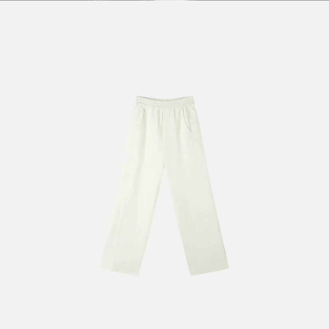 桑蚕丝羊毛混纺设计感松紧腰休闲裤简约显瘦直筒裤W1607