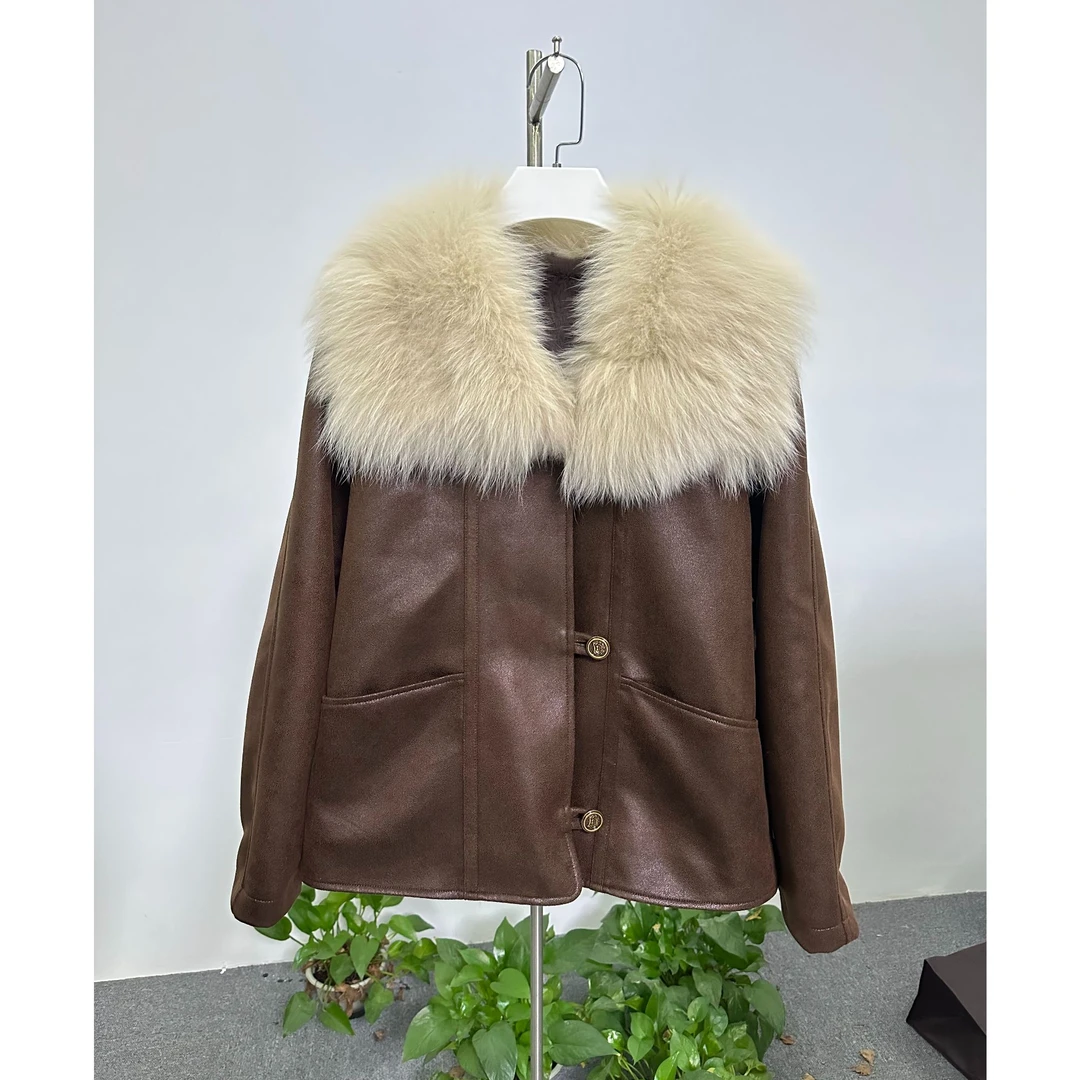 『特调美式』芬兰进口狐狸毛皮毛领 獭兔毛皮内胆派克外套WLB3326