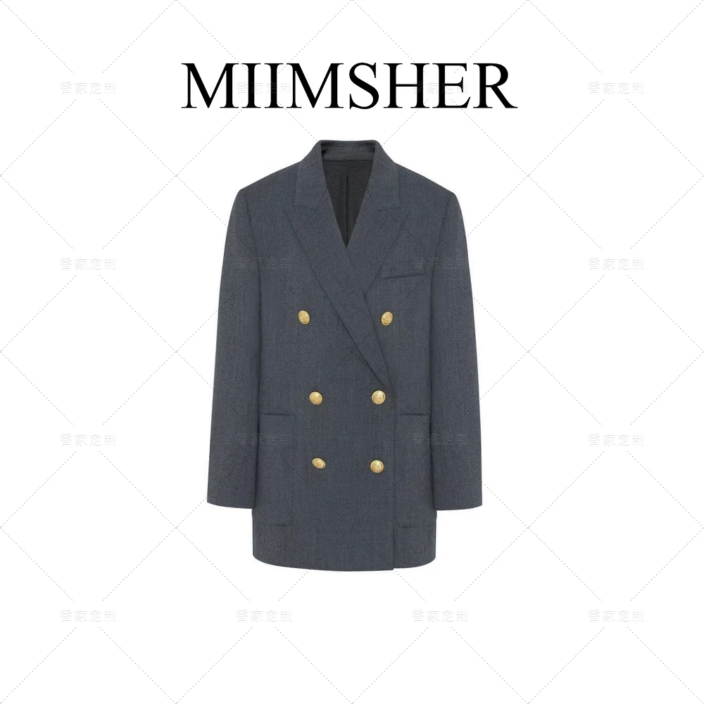 24秋季复古双排金扣宽肩宽松休闲西服上衣女外套MS241760