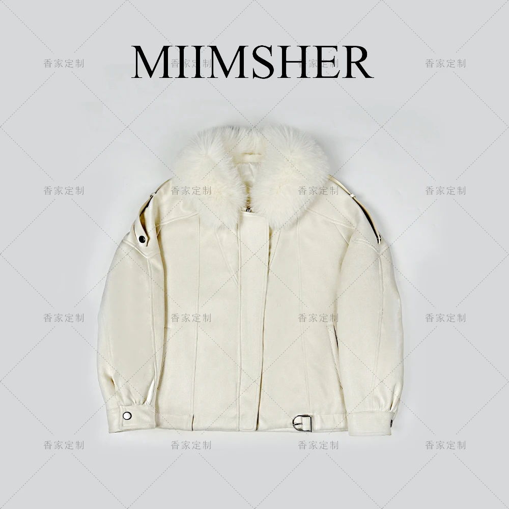 进口芬兰狐狸毛领 白鹅绒 时尚冬季新款女短款羽绒服外套WN446